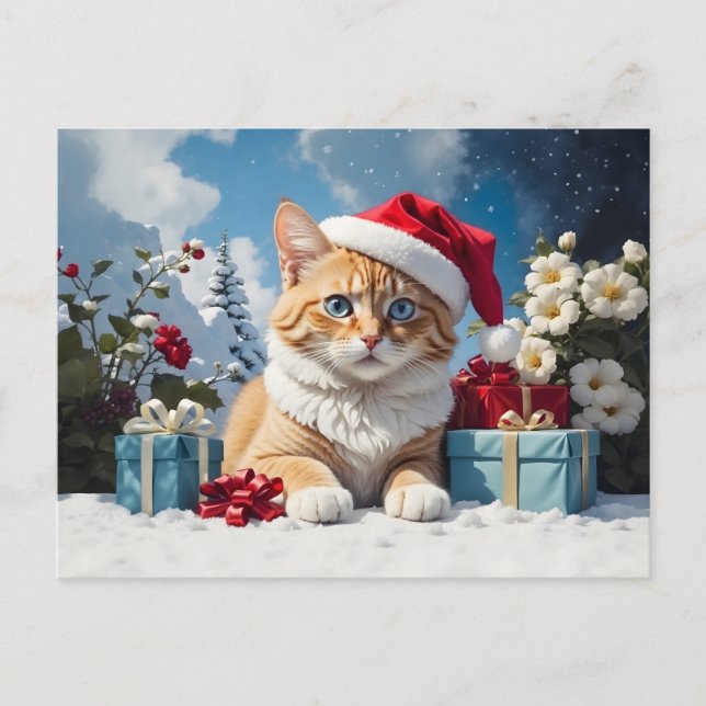 Cartão Postal gato natal (Frente)