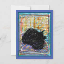 Cartão Postal Gato Negro Cozy Dormindo na cama