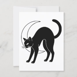 Cartão Postal Gato Negro e Arte da Lua Crescente