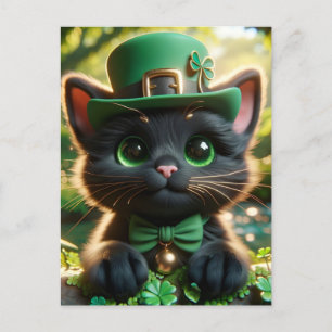 Cartão Postal Gato Negro em Ruas Verdes.