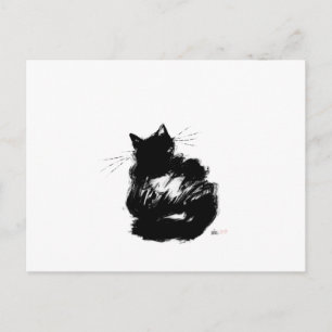 Cartão Postal Gato Negro Enigmático