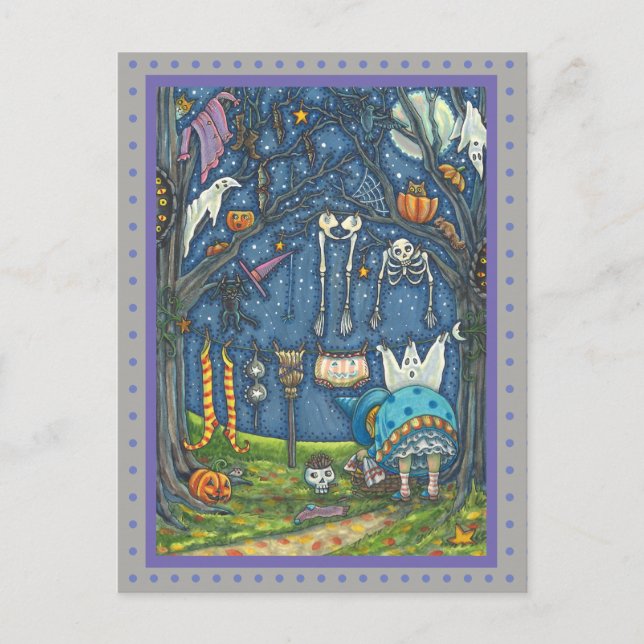 CARTÃO POSTAL GATO NEGRO, FANTASIA, LAVAGEM DE ESQUELETO (Frente)