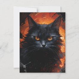 Cartão Postal Gato Negro Halloween