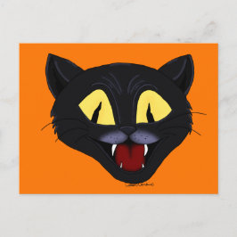 Cartão Postal Gato Negro Halloween