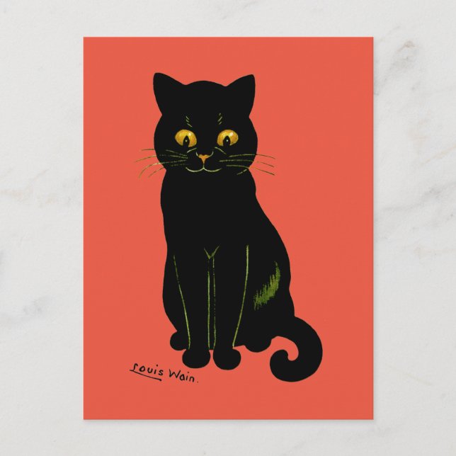 Cartão Postal Gato negro, Louis Wain (Frente)