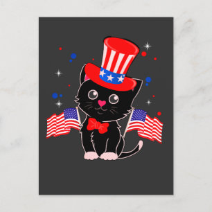 Cartão Postal Gato Negro Patriótico dos EUA