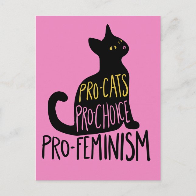 Cartão Postal Gato negro pró-feminista pró-gata (Frente)