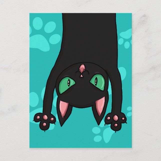 Cartão Postal Gato Negro saltando (Frente)