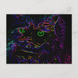 Cartão Postal Gato Neon Glow