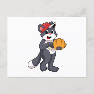 Cartão Postal Gato no beisebol com luva de beisebol.PNG