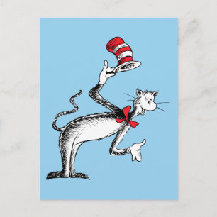 Cartão Postal Gato no Chapéu Faz Uma Reverência