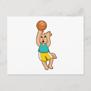 Cartão Postal Gato no Esporte de Basquetebol
