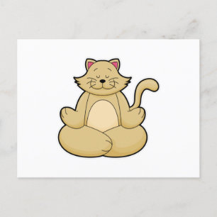 Cartão Postal Gato no exercício de alongamento de Yoga na perna 