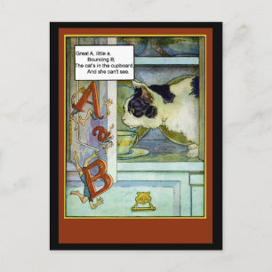 Cartão Postal Gato no quadro com a ABC