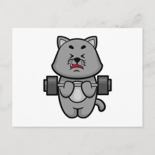Cartão Postal Gato no treino de Bíceps com haltere