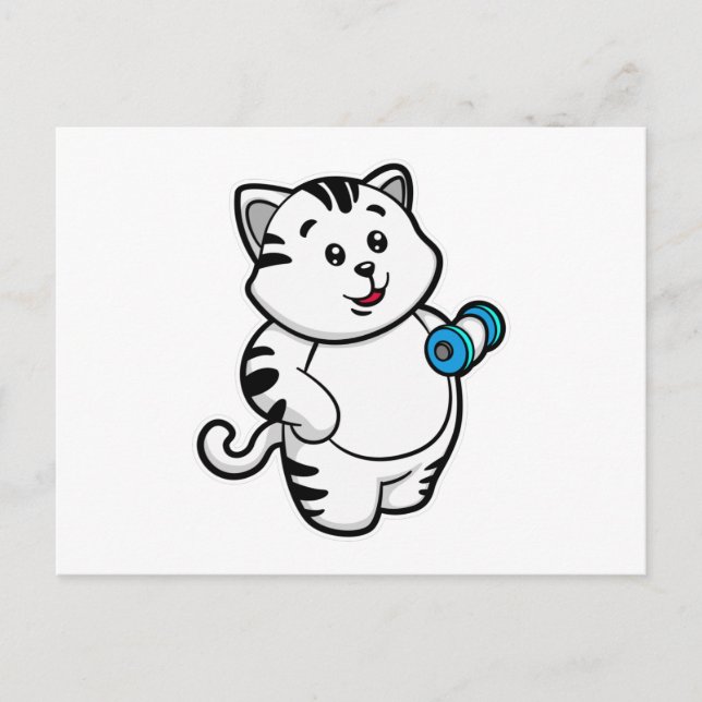Cartão Postal Gato no treino de Bíceps com Halteres (Frente)