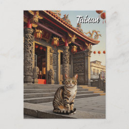 Cartão Postal Gato no Viagem do Templo de Taiwan