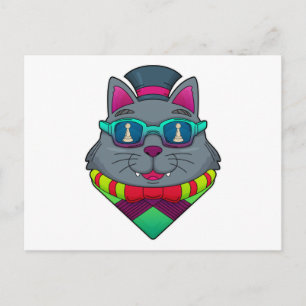 Cartão Postal Gato no Xadrez com Peão