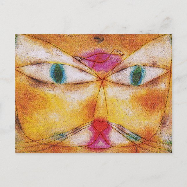 Cartão Postal Gato & pássaro por Paul Klee (Frente)