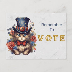Cartão Postal Gato Patriótico Americano Vota