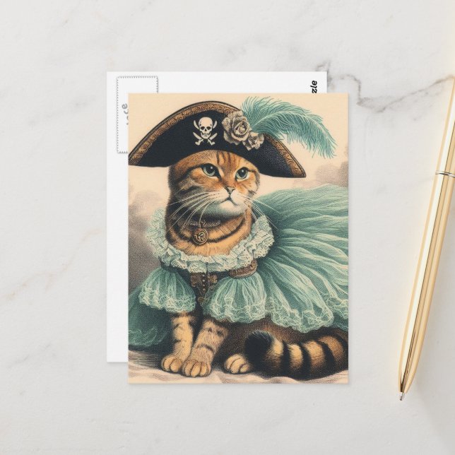 Cartão Postal Gato Pirata Adorável (Frente/Verso In Situ)