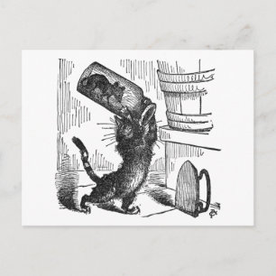 Cartão Postal Gato prestes a esmagar a garrafa com o mouse nela
