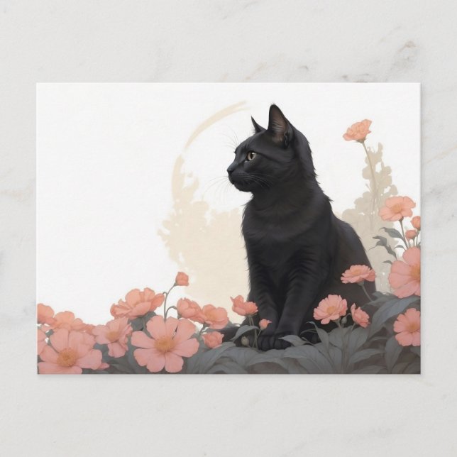 Cartão Postal gato preto (Frente)