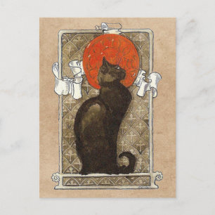 Cartão Postal Gato Preto - Art Nouveau - Theophile Steinlen Post