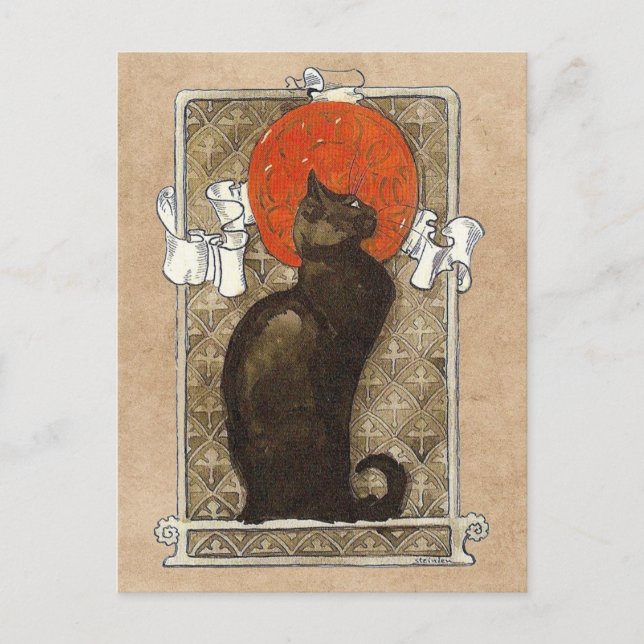 Cartão Postal Gato Preto - Art Nouveau - Theophile Steinlen Post (Frente)