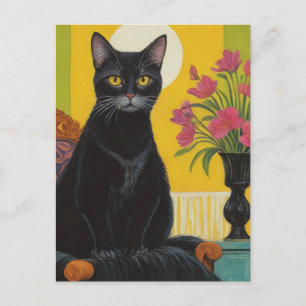 Cartão Postal Gato Preto Bonito