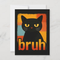 Gato Preto Bruh Engraçado Retro Vintage Meme