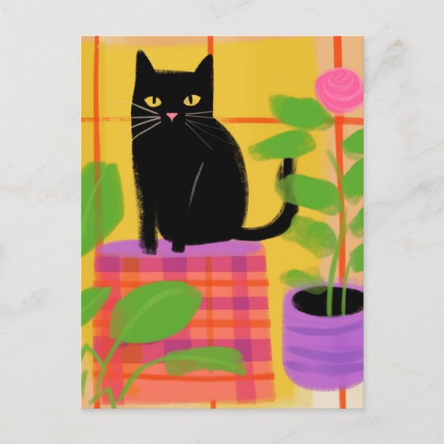 Cartão Postal Gato Preto Cinto (Frente)
