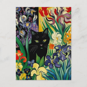 Cartão Postal Gato Preto Com Íris