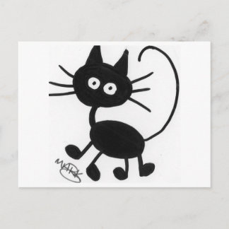 Cartão Postal Gato Preto de Cartoon