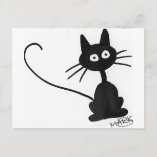Cartão Postal Gato Preto de Cartoon