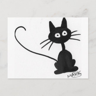 Cartão Postal Gato Preto de Cartoon