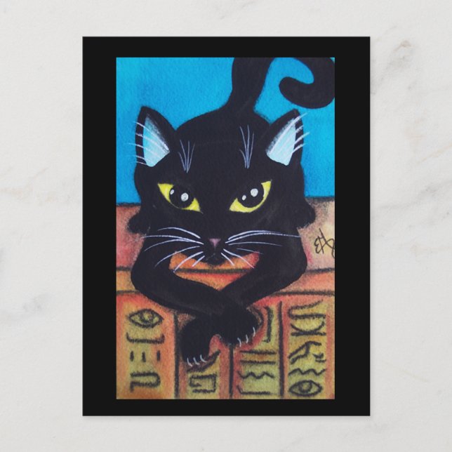 Cartão Postal Gato preto de Egipto (Frente)