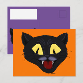 Cartão Postal Gato Preto do Halloween