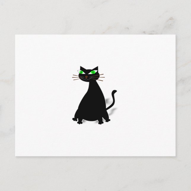 Cartão Postal Gato Preto e Gordo Com Olhos Verdes (Frente)
