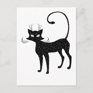 Cartão Postal Gato Preto Elegante