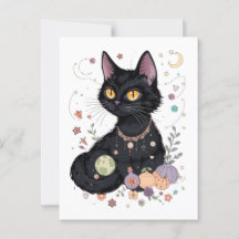Gato Preto Flofilizado E Bonito Com Presentes Mági