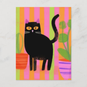 Cartão Postal Gato Preto Fofo