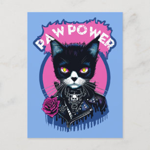 Cartão Postal Gato Punk de Energia da Pata