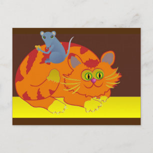 Cartão Postal Gato & rato