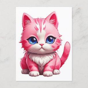 Cartão Postal Gato Rosa