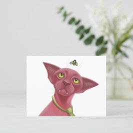 Cartão Postal Gato Rosa
