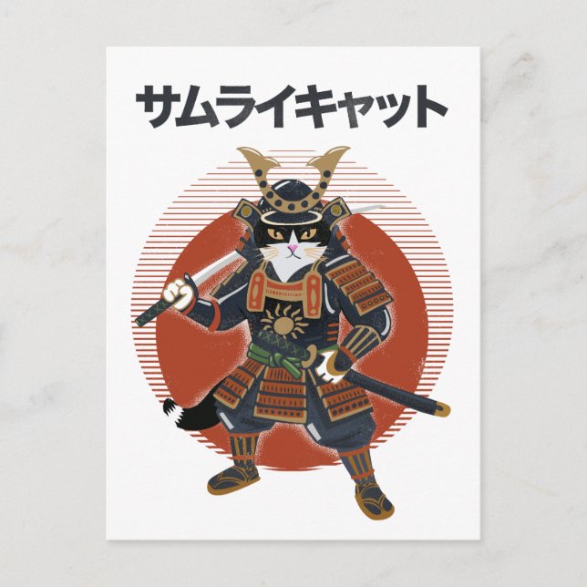 Cartão Postal Gato Samurai (Frente)