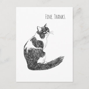 Cartão Postal Gato Sarcástico – Bem. Obrigado. Arte