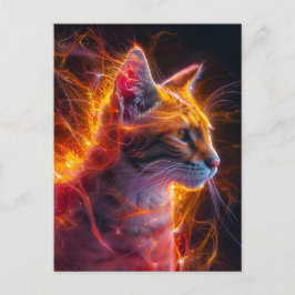 Cartão Postal Gato Selvagem Neon Vermelho Còsmico