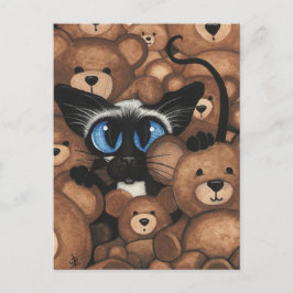 Cartão Postal Gato Siamês Abraço de Urso de Teddy por BiHrLe